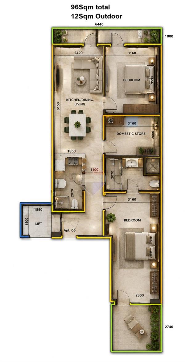 2 bedroom Apartment for sale in Birkirkara - €299,000 - 96m²